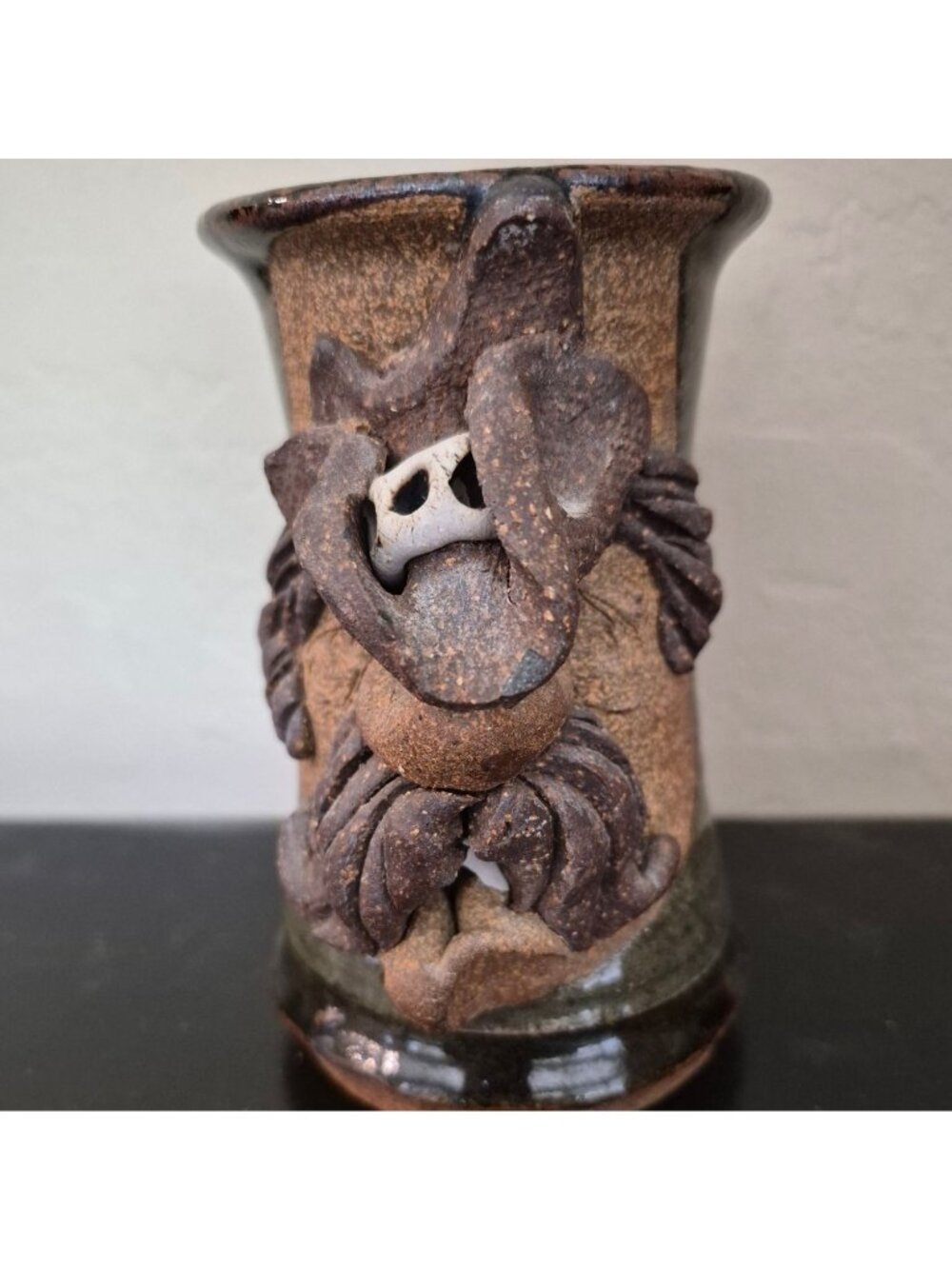 MMS Vintage Handcrafted Ceramic Mug  Earthy Glaze Finish Artist-Signed Pottery
